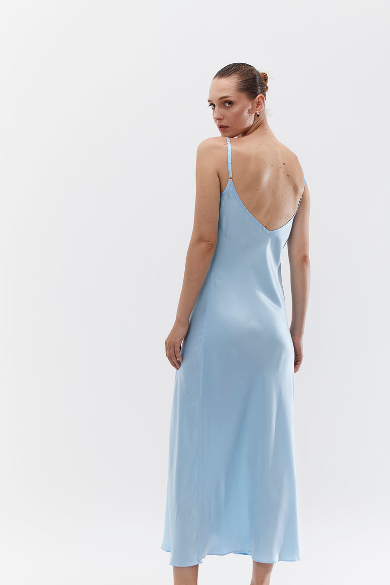 Mona Maxi Slip Dress - Sky Blue