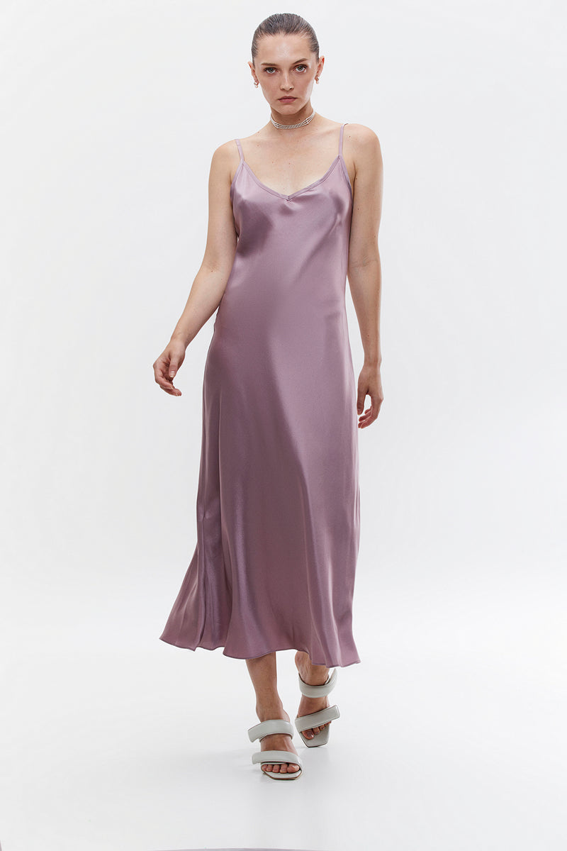 Mona Maxi Slip Dress - Smokey Lavender