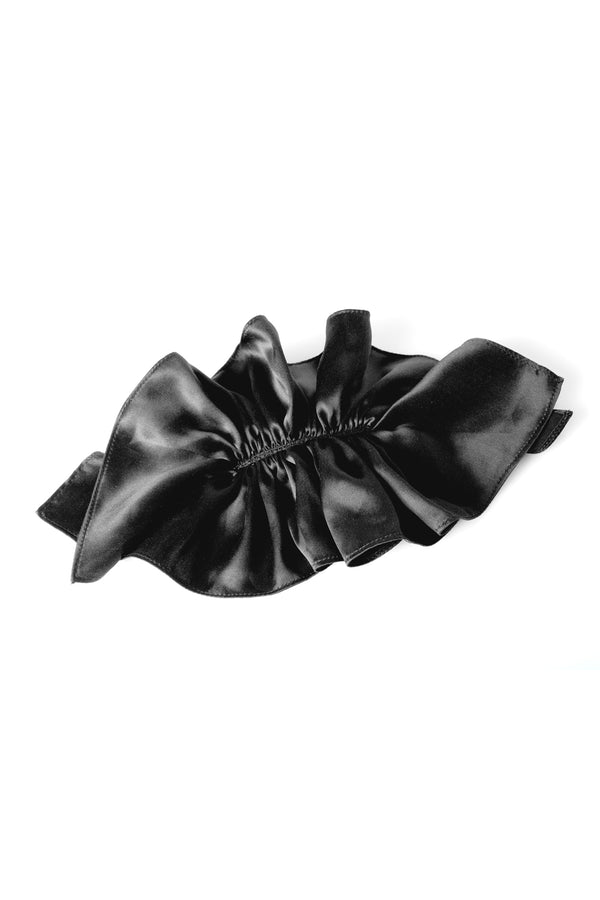 Silk ruffle hairclip - Black
