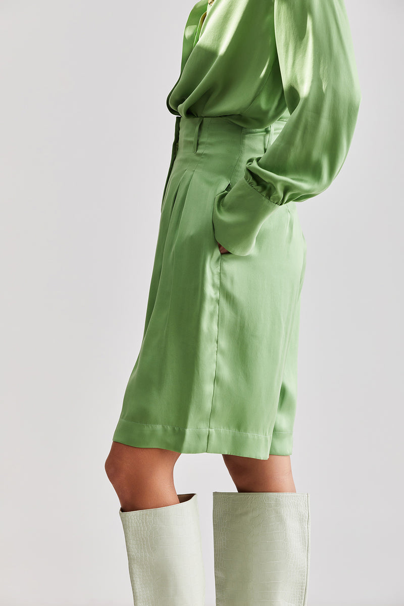 Caro tailored silk shorts - Green