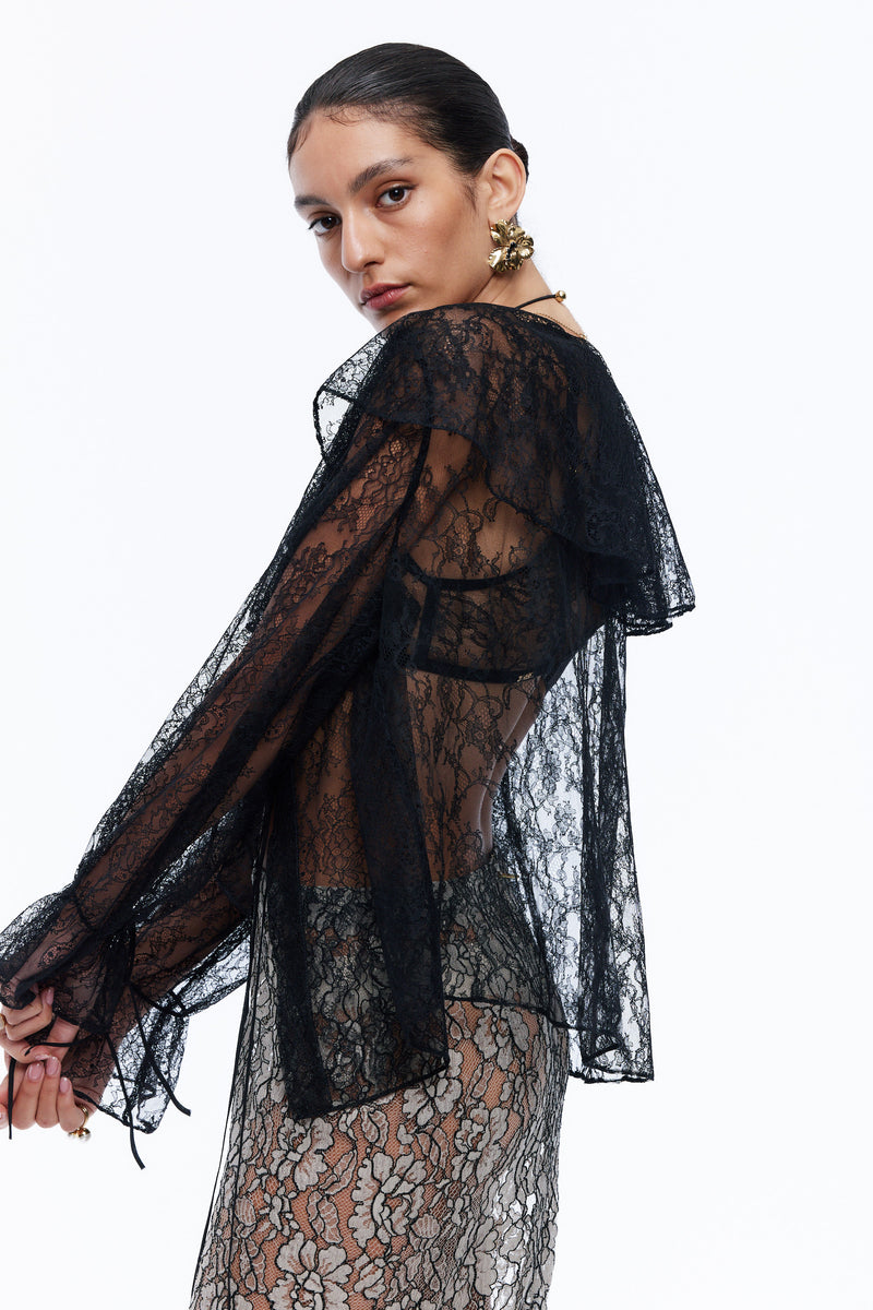 Fleur Lace Blouse - Black