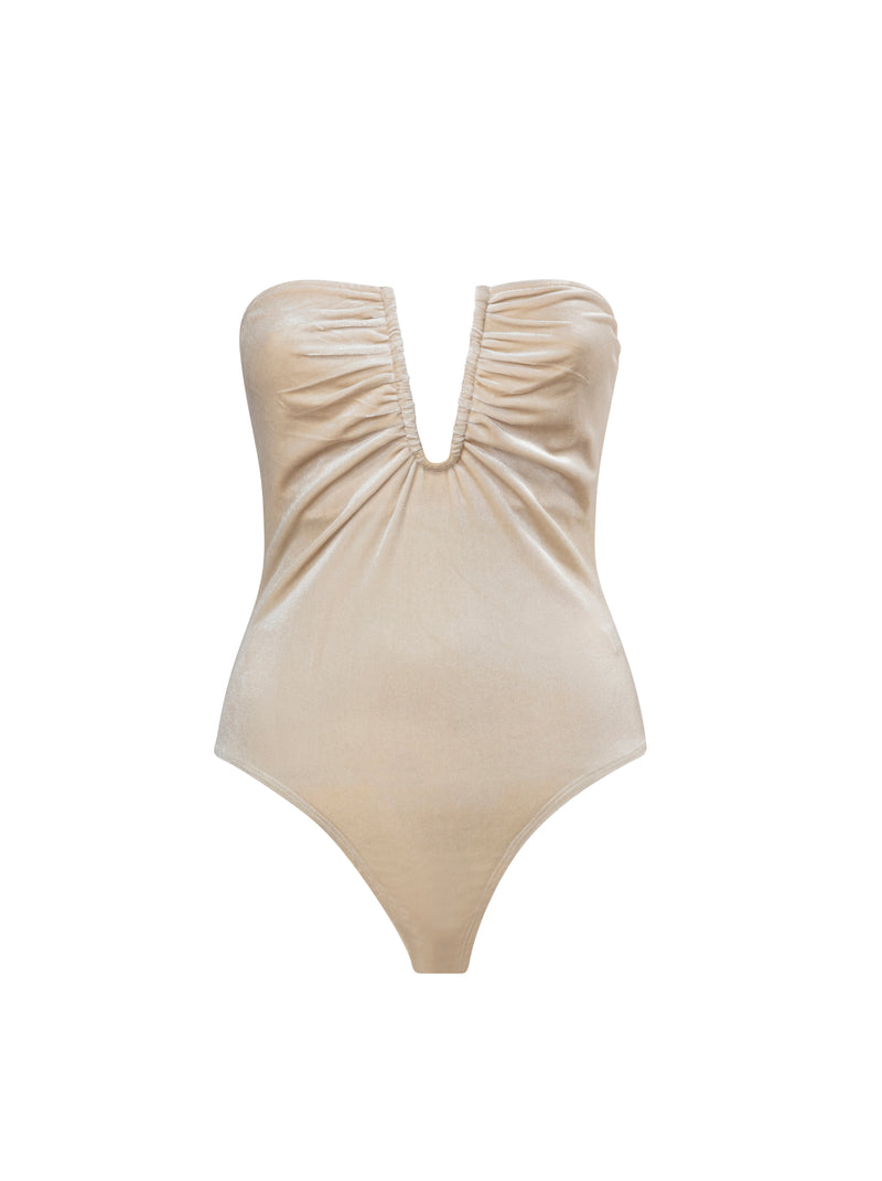 Lydia Velvet Bodysuit - Ivory