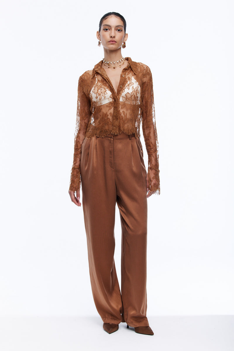 Manuelle Silk Pants - Rust