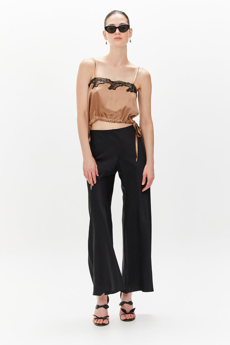 Isabelle cropped silk cami  - Dark champagne