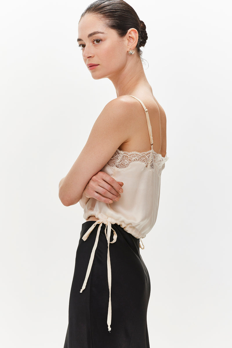 Isabelle cropped silk cami  - Ivory