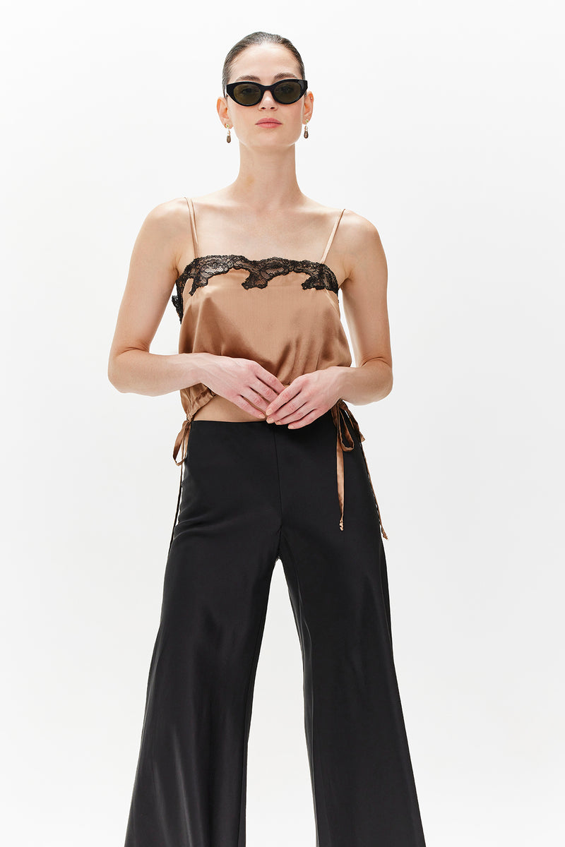 Isabelle cropped silk cami  - Dark champagne