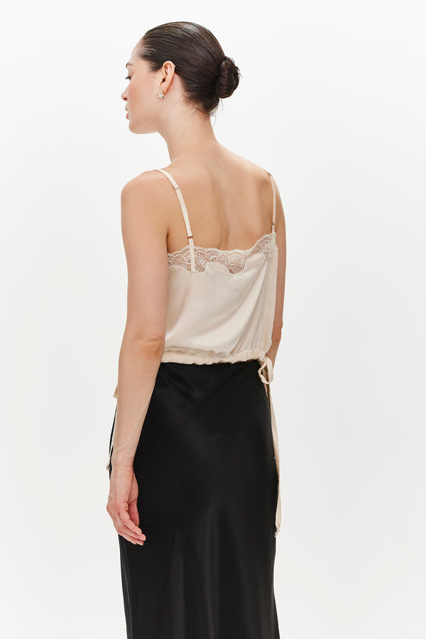 Isabelle cropped silk cami  - Ivory