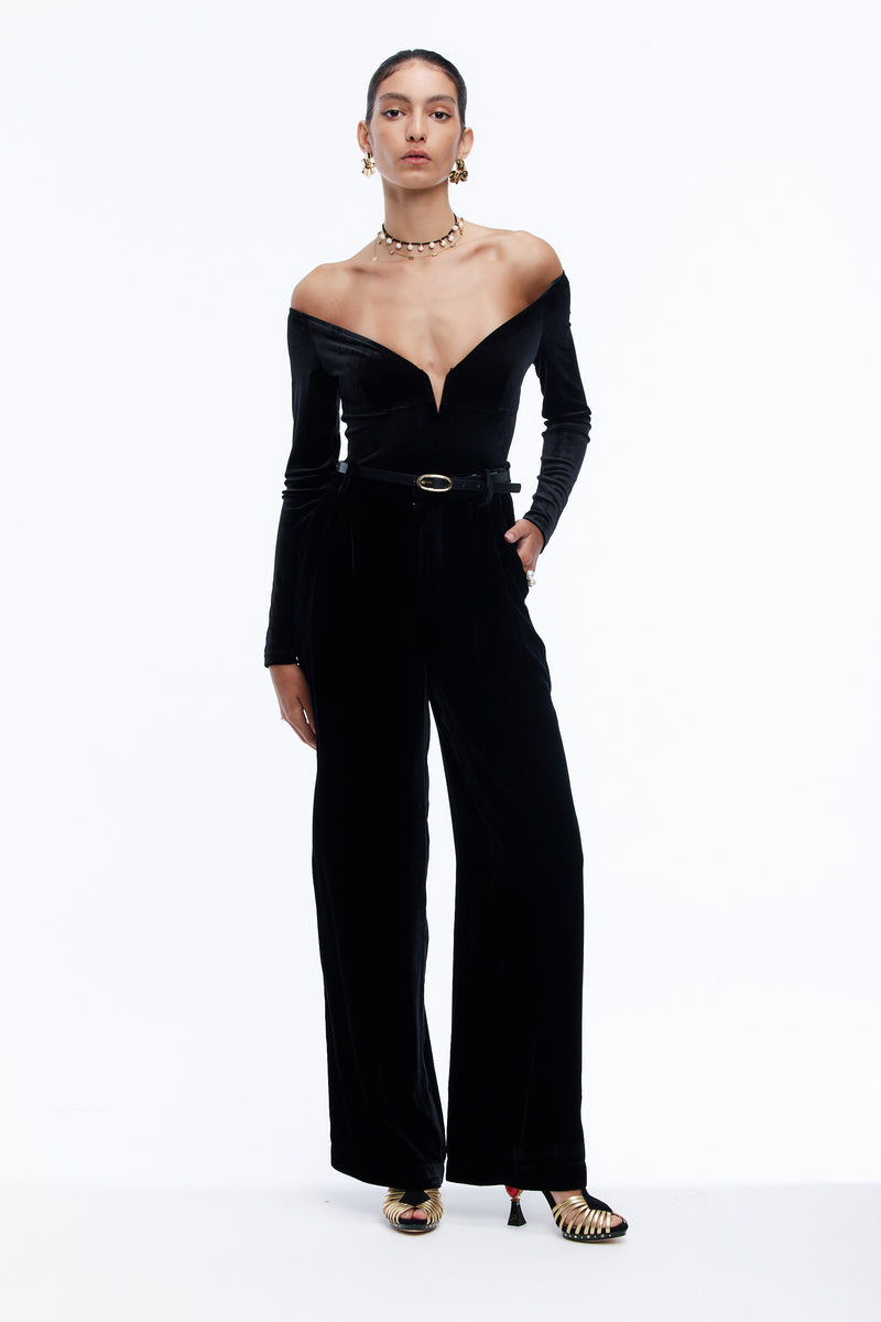 Manuelle Silk Pants - Black velvet