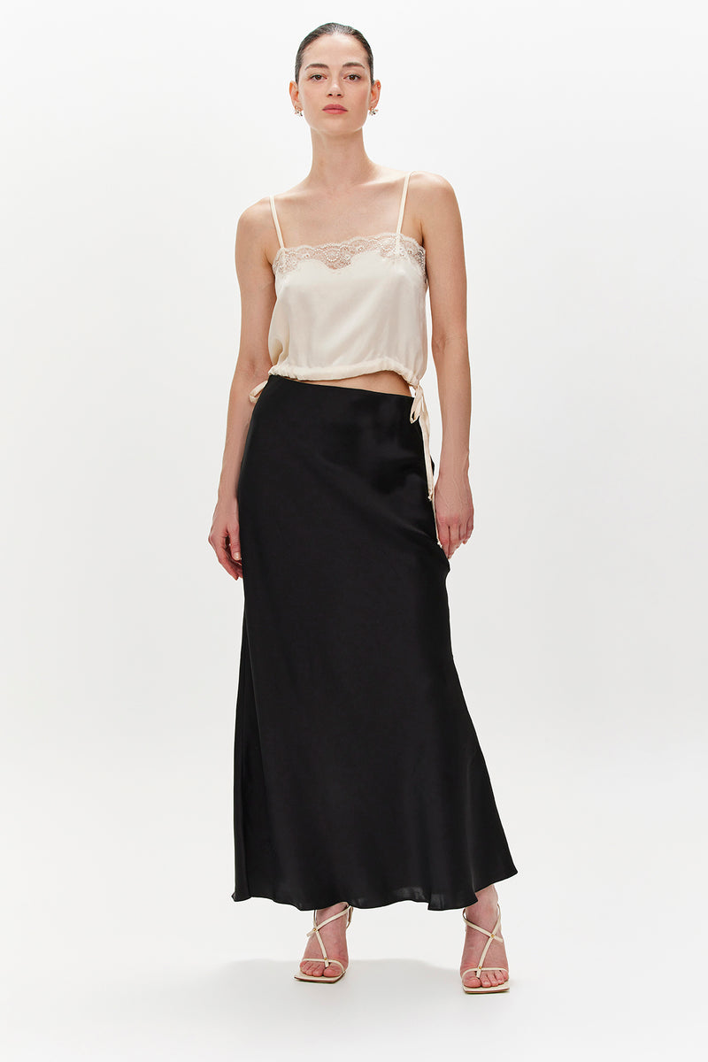 Penny Silk Skirt Maxi - Black