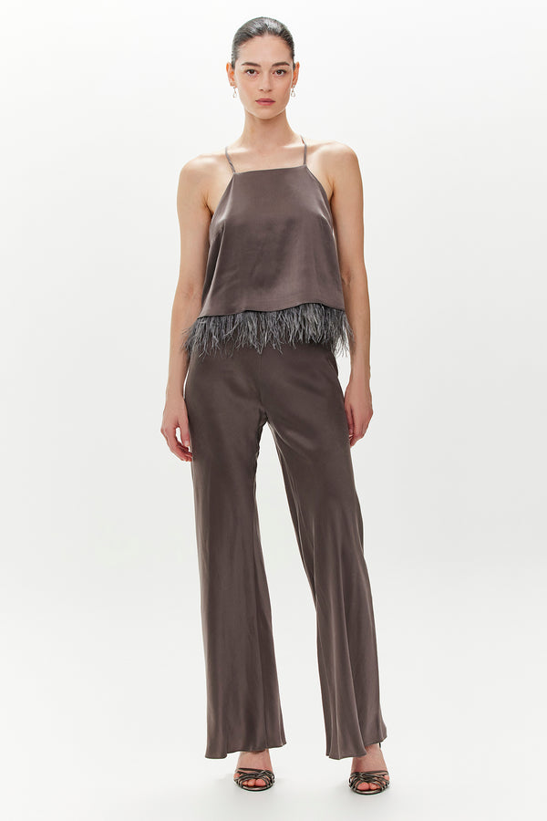 Ann Silk Pants - Grey