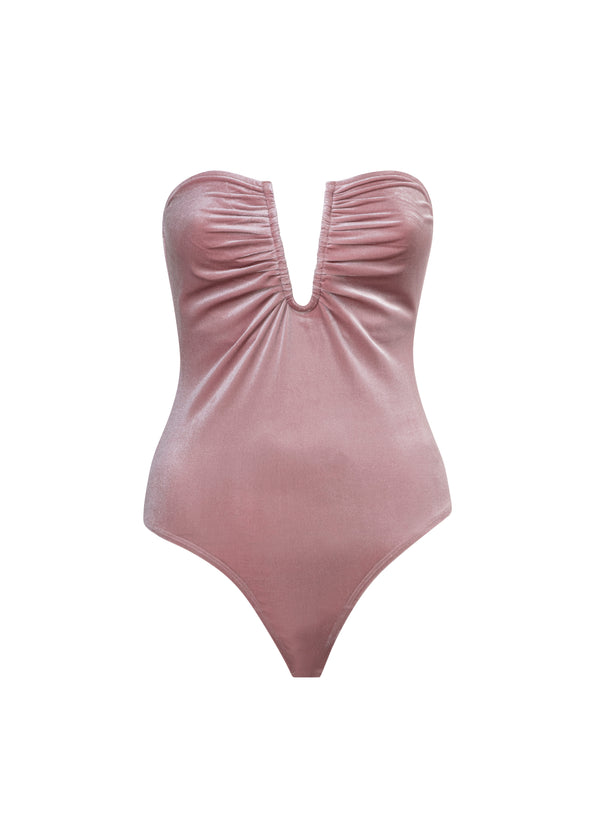 Lydia Velvet Bodysuit - Pink