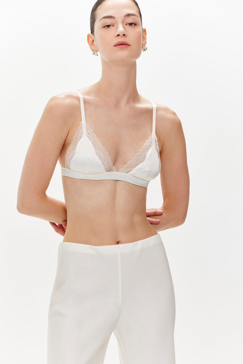 Collie Satin Soft Bra - White