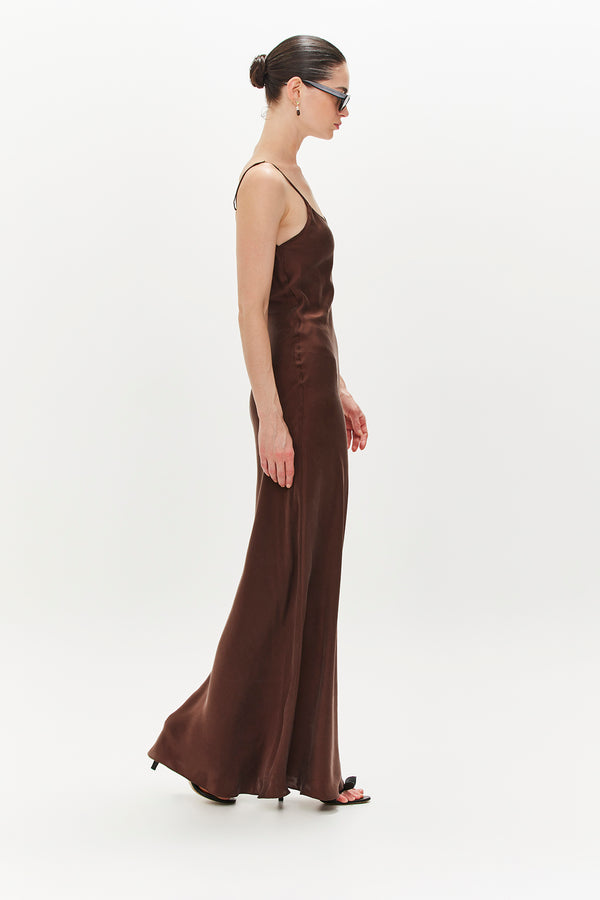 Mona Maxi Slip Dress - Deep Brown