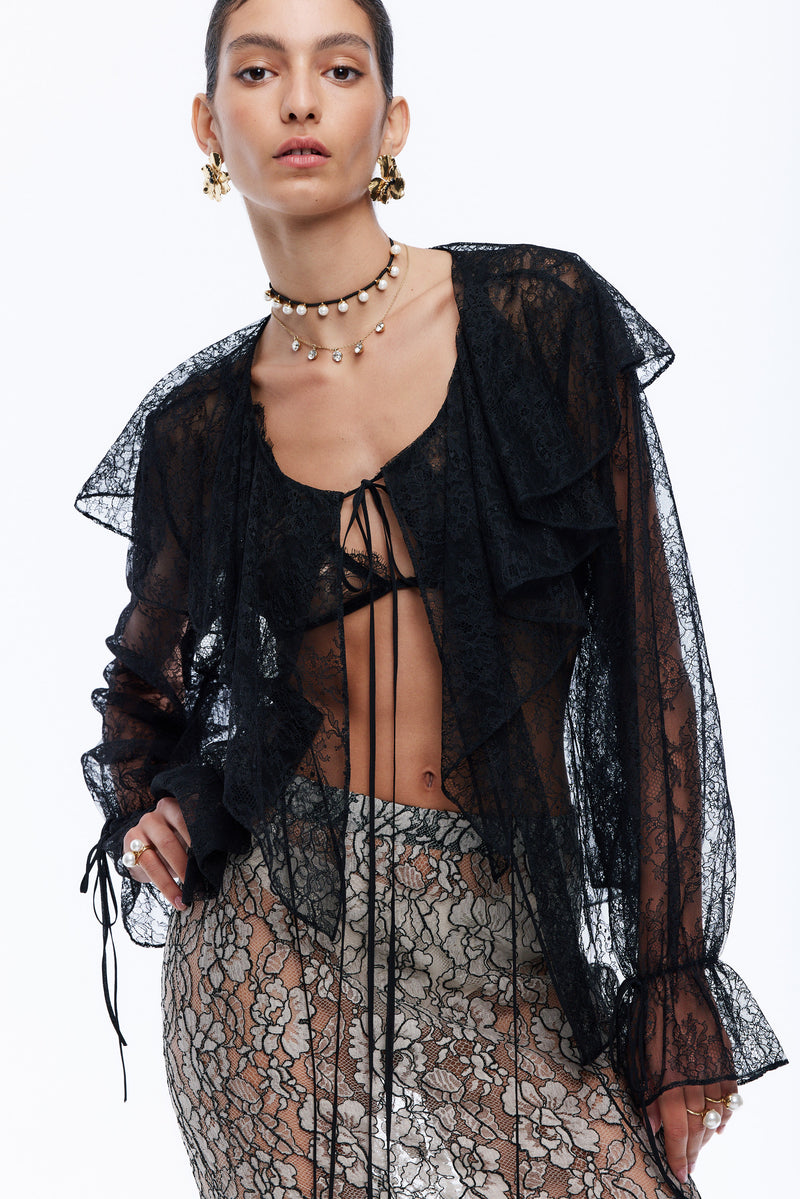 Fleur Lace Blouse - Black