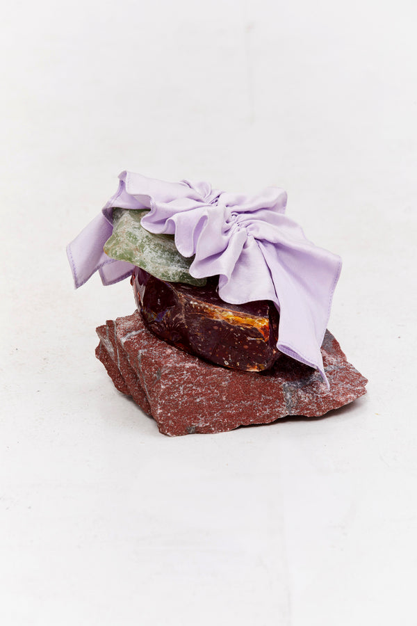 Silk ruffle hairclip -Lilac