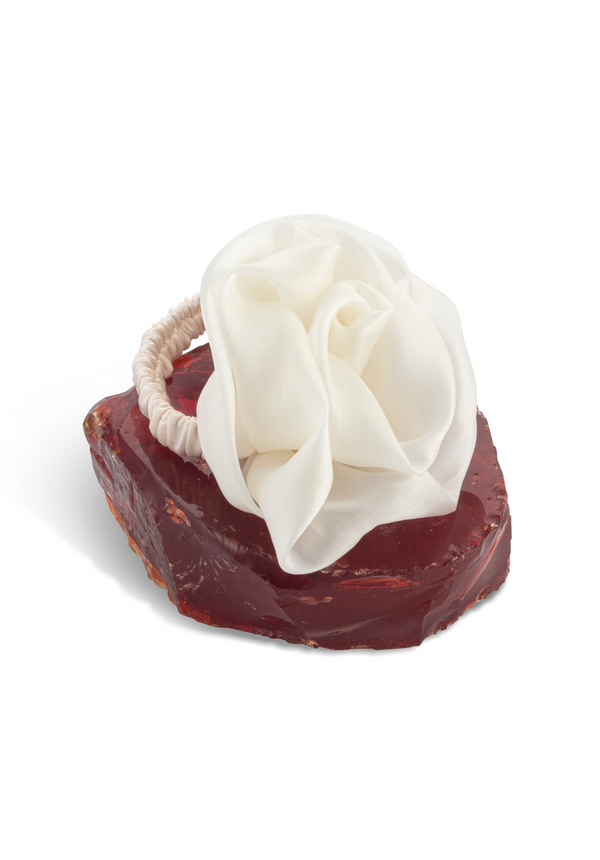 Organza rose Scrunchy - Light cream