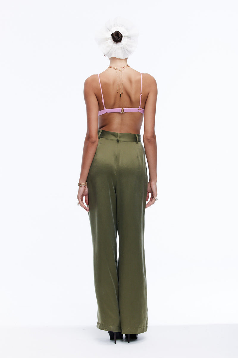 Manuelle Silk Pants - Olive