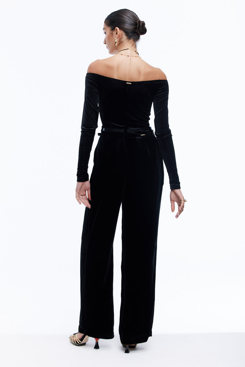 Manuelle Silk Pants - Black velvet