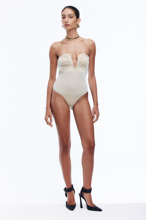 Lydia Velvet Bodysuit - Ivory