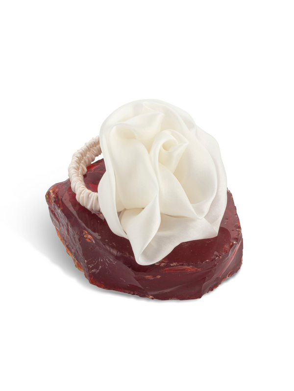 Organza rose Scrunchy - Light cream