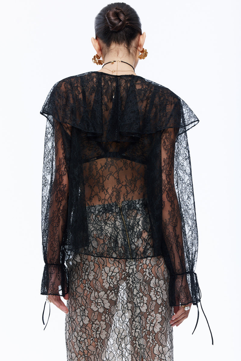 Fleur Lace Blouse - Black