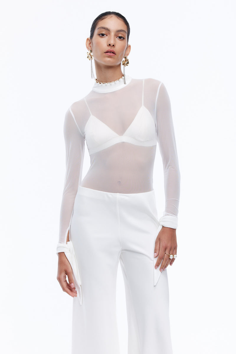 Josey Tulle Bodysuit - Light Creme