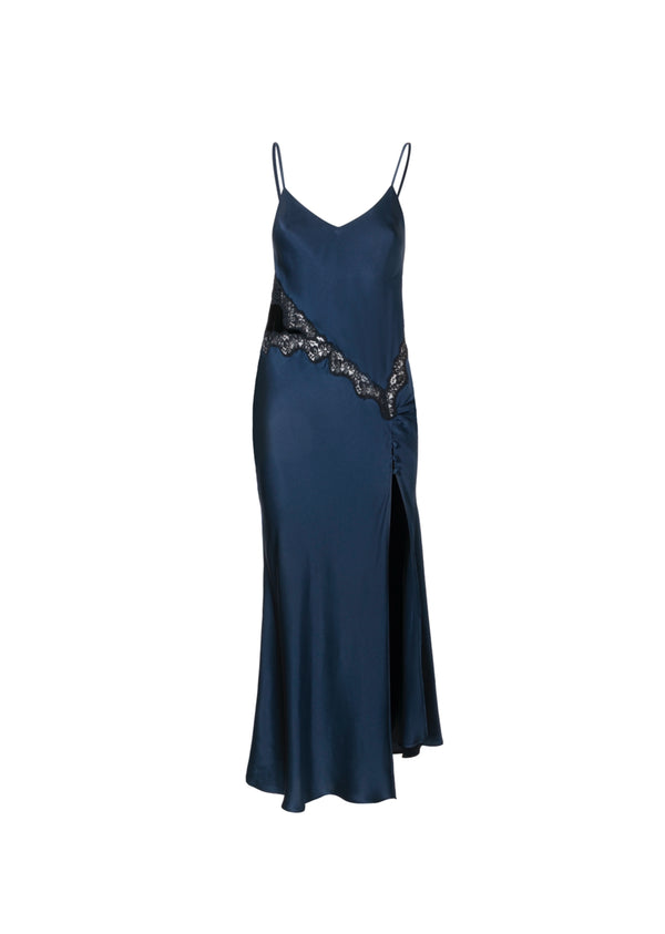 Jane Silk Dress - Midnight blue & Black