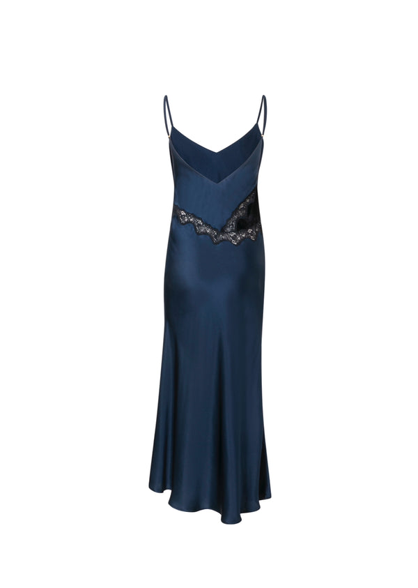 Jane Silk Dress - Midnight blue & Black