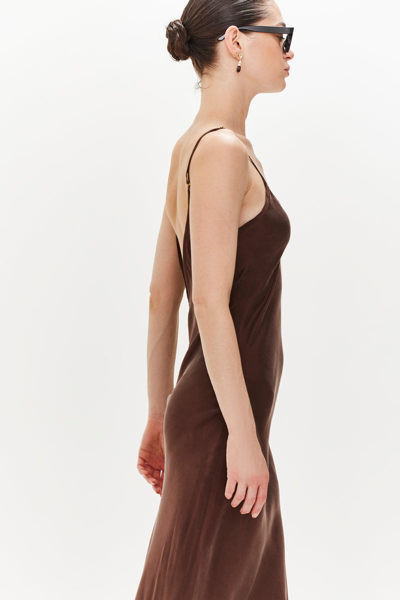 Mona Maxi Slip Dress - Deep Brown