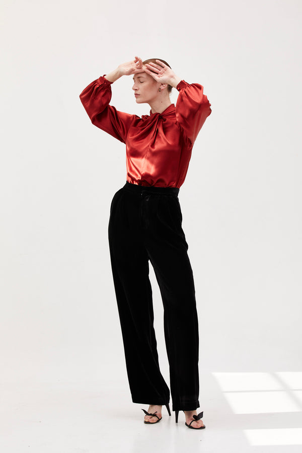 La Bohem Silk Bodysuit - RED