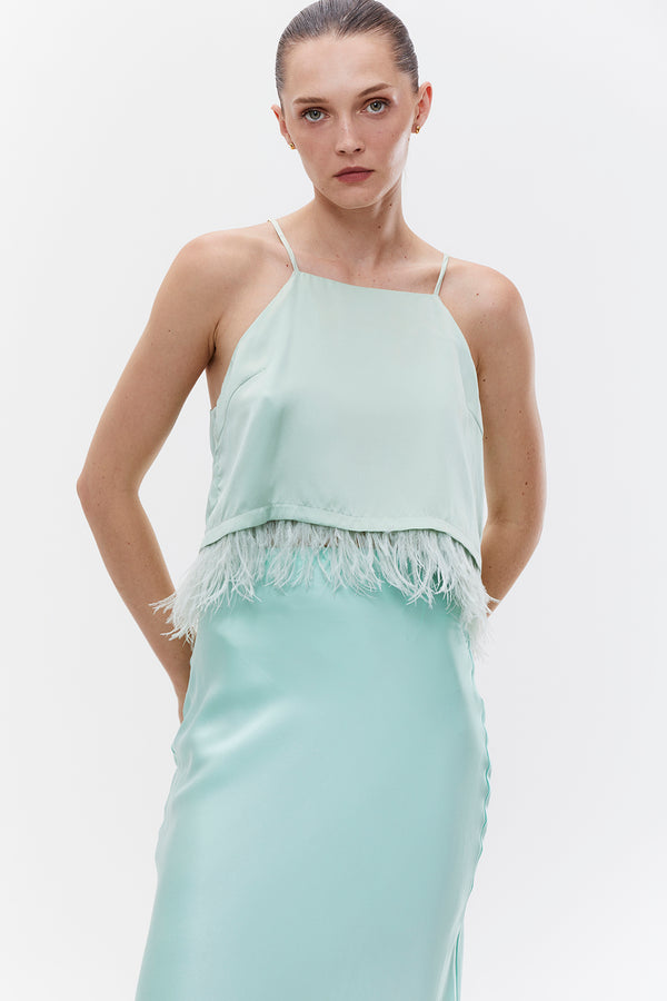 Milla Silk & Feathers Camisole - MINT