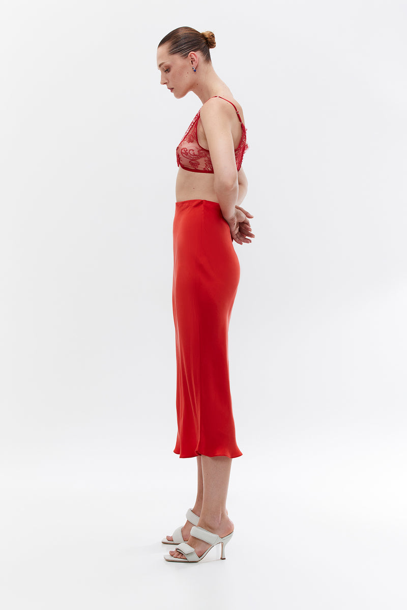Penny Silk Skirt - Red