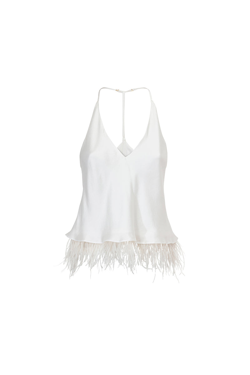 Salome' Silk & Feathers Camisole - Light Cream