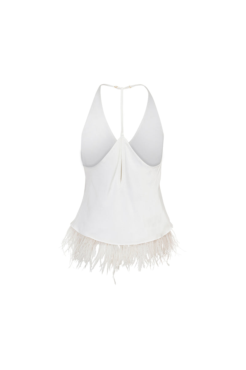 Salome' Silk & Feathers Camisole - Light Cream