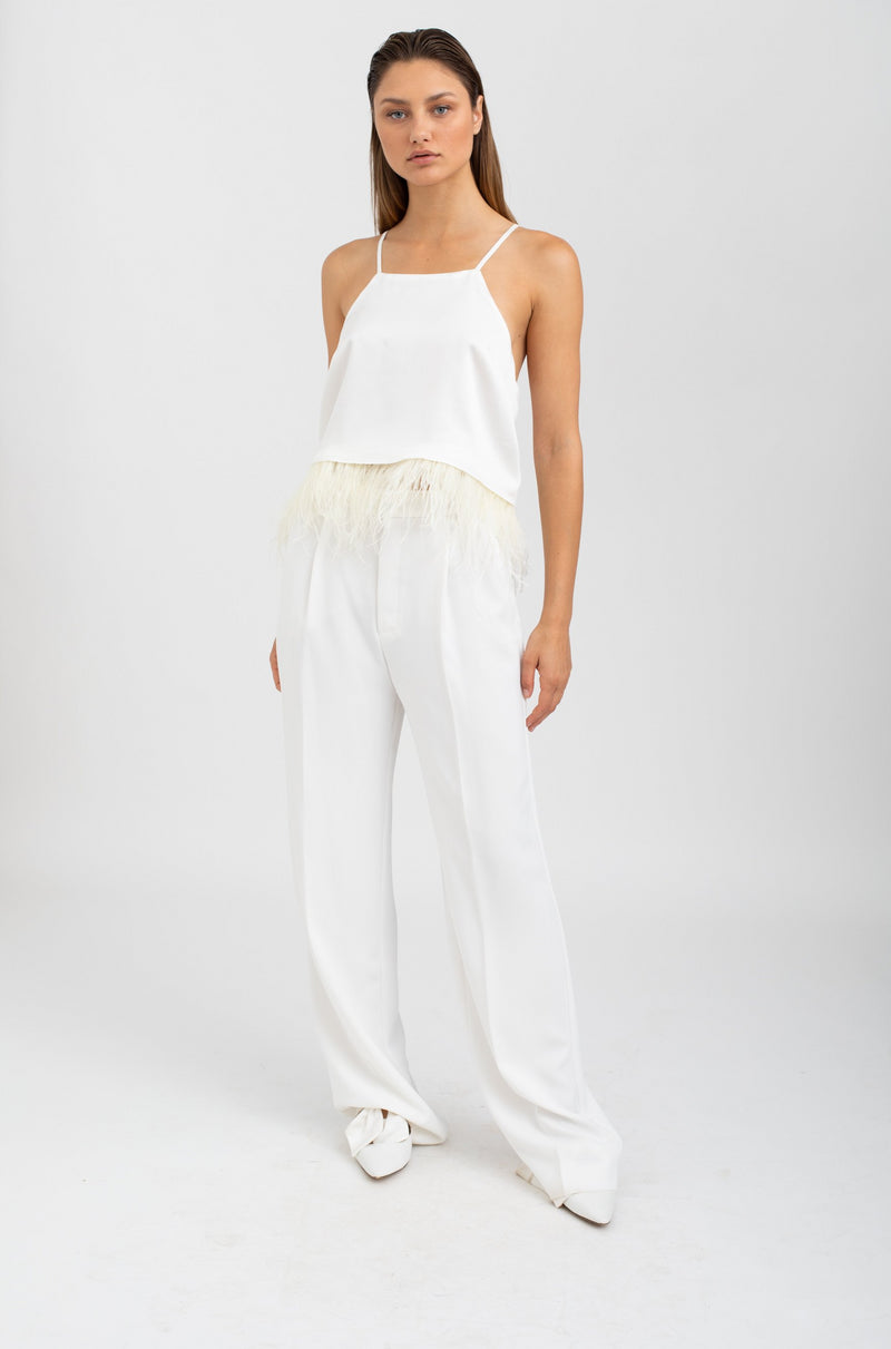 Milla Silk & Feathers camisole - White