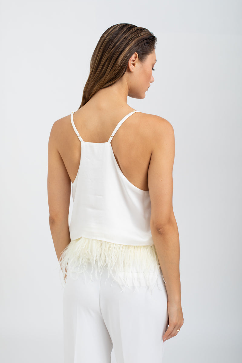 Milla Silk & Feathers camisole - White