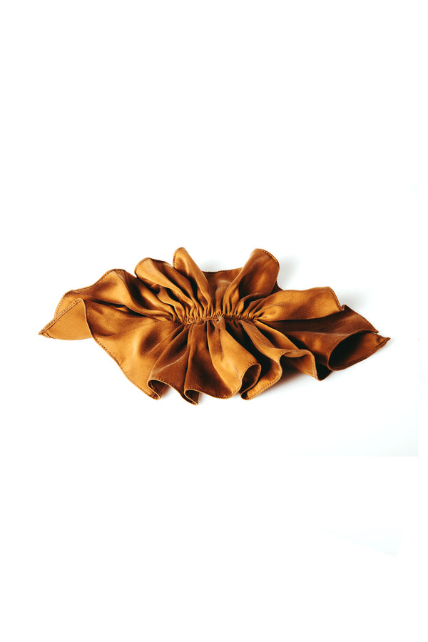 Silk ruffle hairclip - Rust