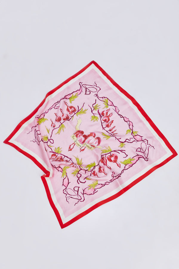 The Bleeding heart silk scarf - Cherry Blossom