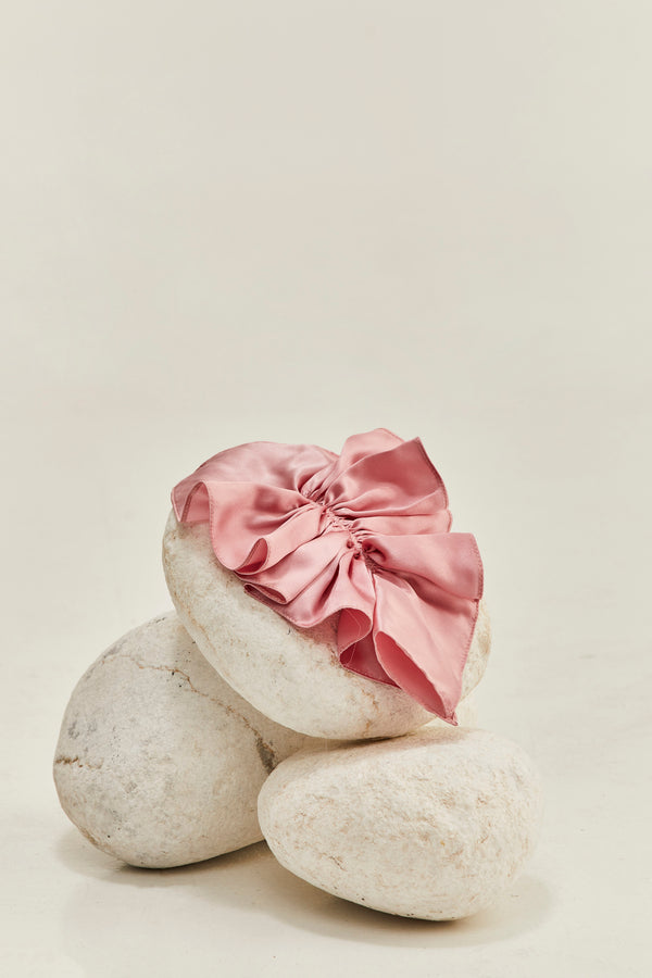 Silk ruffle hairclip - Pink