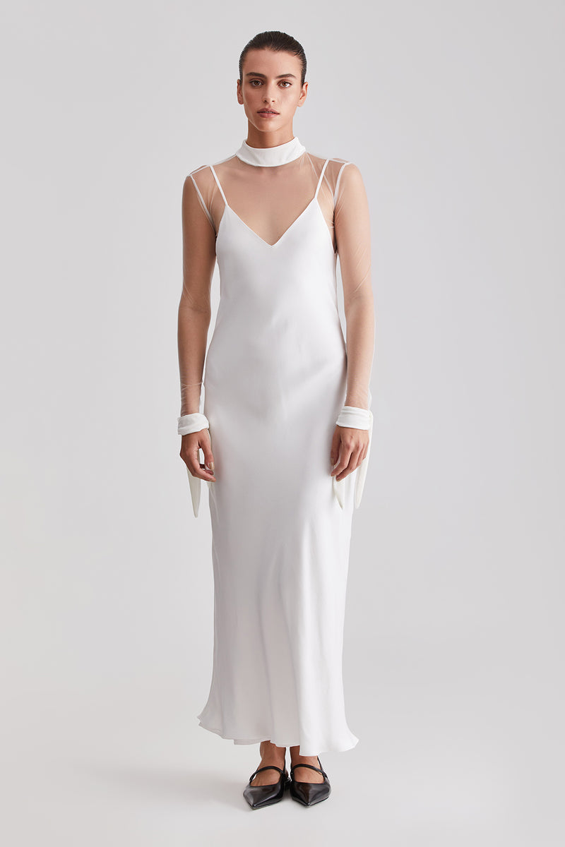 Mona Maxi Slip Dress - White