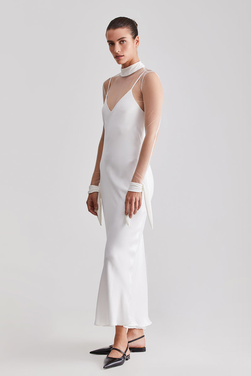 Mona Maxi Slip Dress - White