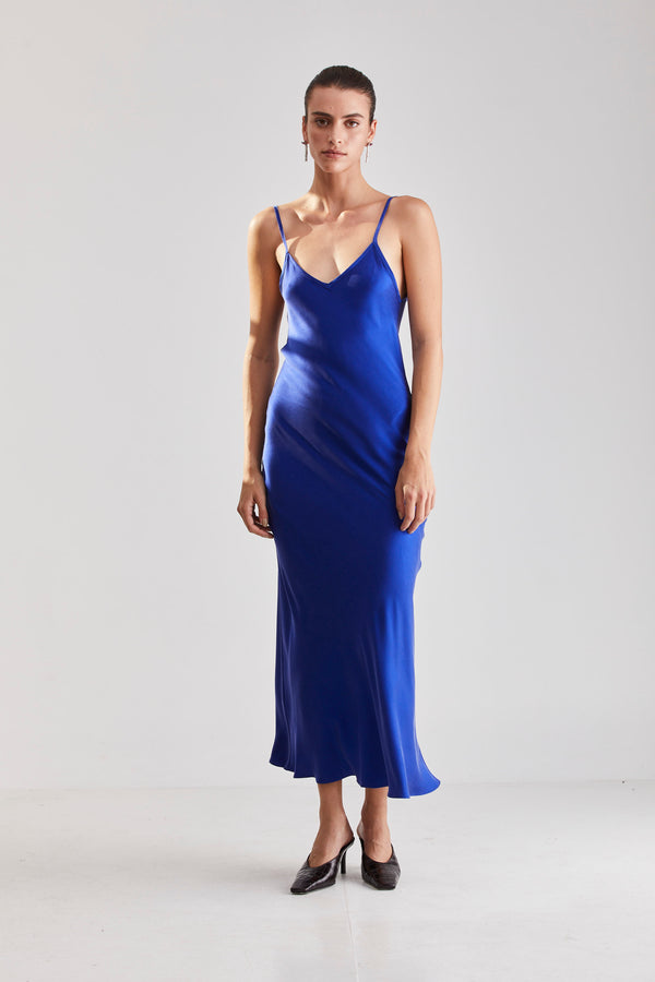 Mona Maxi Slip Dress - Blue