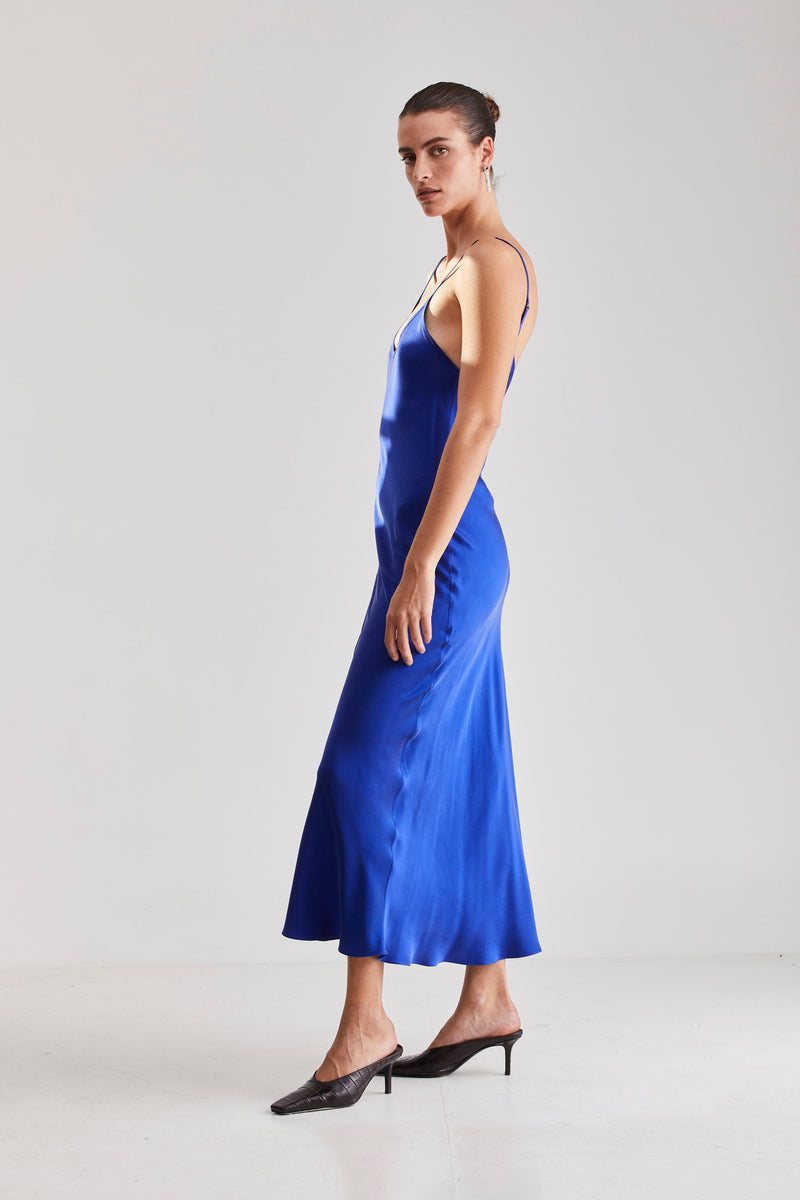 Mona Maxi Slip Dress - Blue