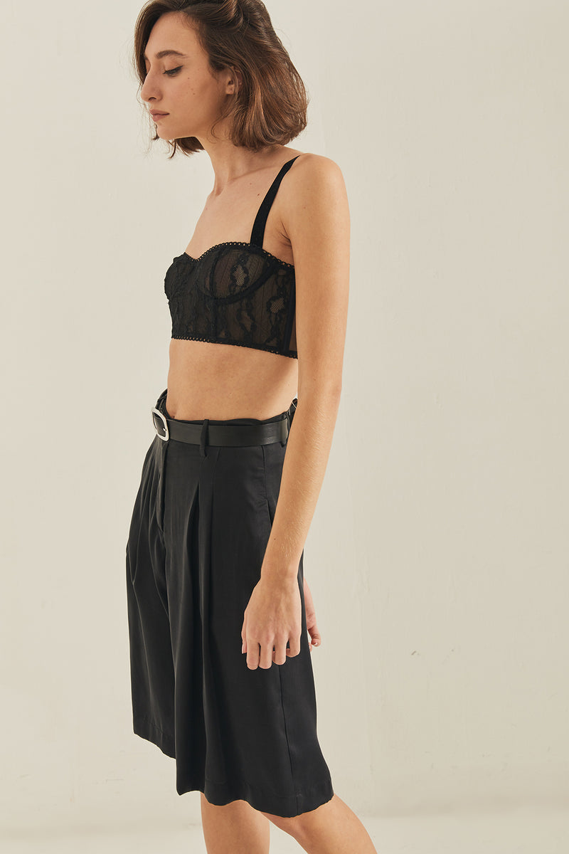 Caro tailored silk shorts - BLACK